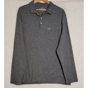 Vineyard Vines Men's Shirt XL Black Long Sleeve Shirt 1/4 Button Preppy 1145